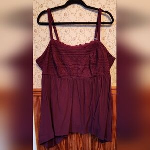 Torrid Sz 3 Scalloped Crocheted Bust with Crepe Swing, Sharkbite hem